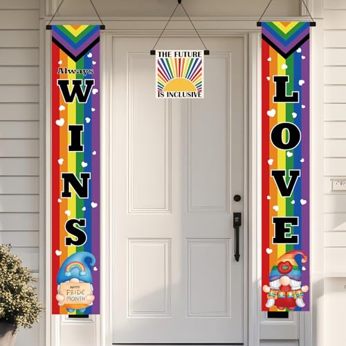 Pride Month Porch Banner Set - 3 Rainbow Signs for Outdoor Decor