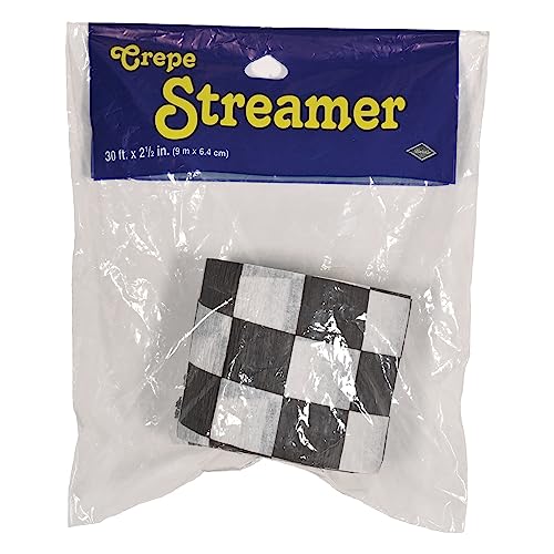 Beistle Checkered Crepe Streamer Roll - 2.5 in x 30 ft for Parties