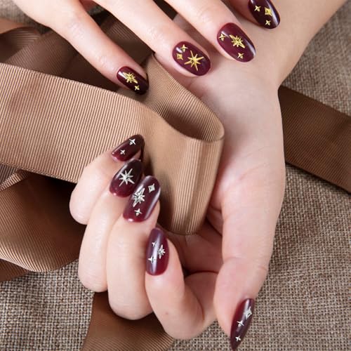 XIHIRCD 700pcs Gold and Silver Star Nail Charms 3D Metal Nail Gems