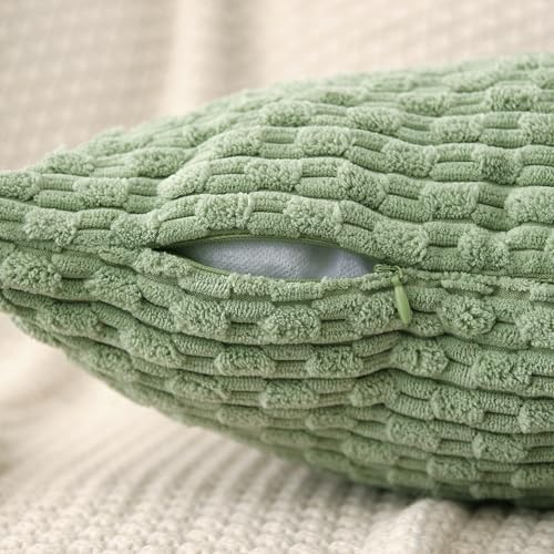 Gujiahone Pack of 2 Sage Green Corduroy Decorative Pillow Covers 12x20 Inches