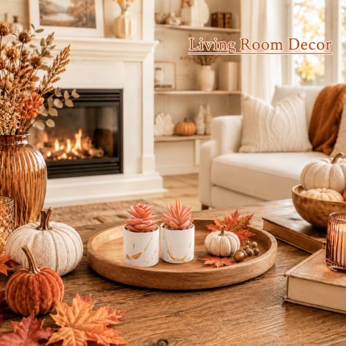 Der Rose 2-Pack Orange Fall Fake Plants in Gold Accent Pots