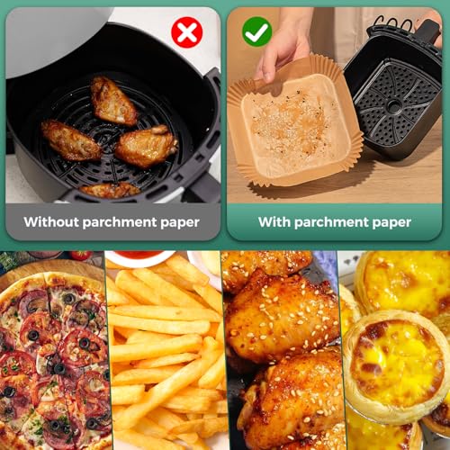Disposable Air Fryer Paper Liners - 50 Pack, 8" Square