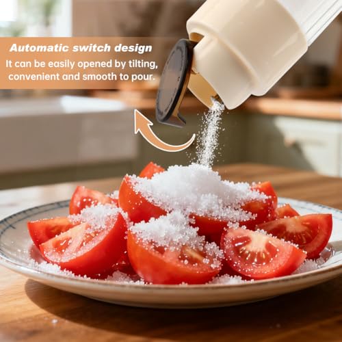 Automatic Sugar Dispenser 16.9oz Glass Jar for Coffee & Kitchen - White