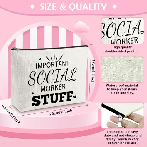 Social Worker Makeup Bag - Appreciation Gift Cosmetic Pouch, 10x7