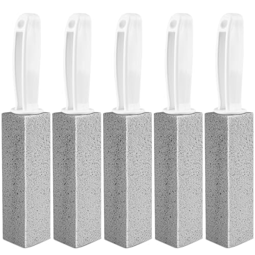 MEQHUO Toilet Pumice Stone with Handle - 5 Pack Hard Water Stain Remover