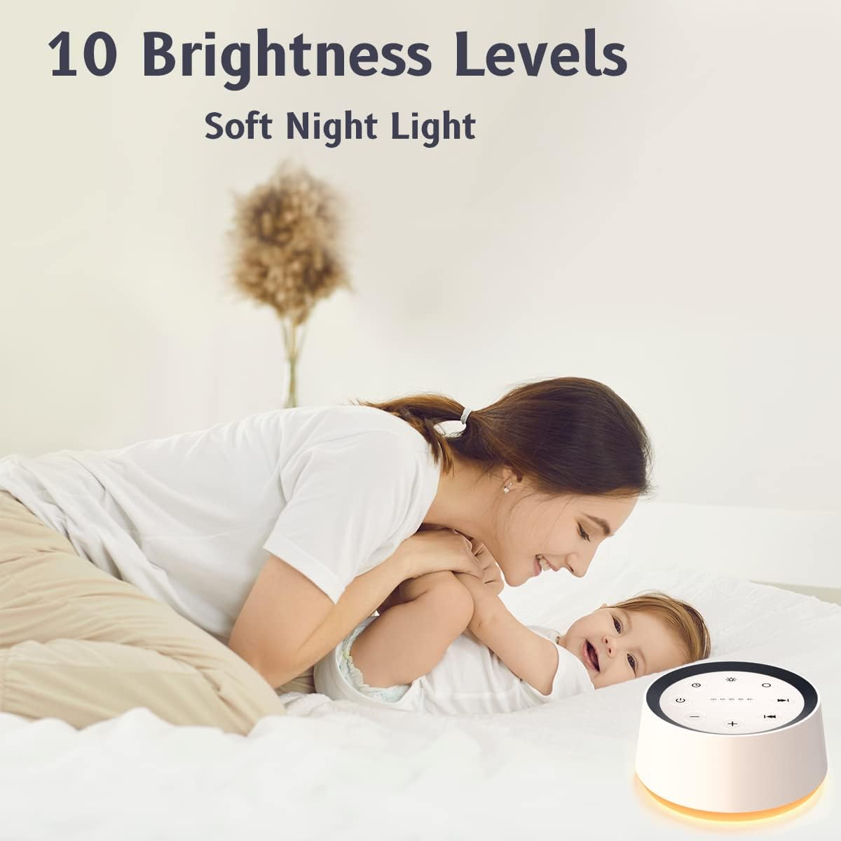 Skiennix Brown Noise Sound Machine - 30 Soothing Sounds & 12 Color Night Light | Memory Function & 36 Volume Levels