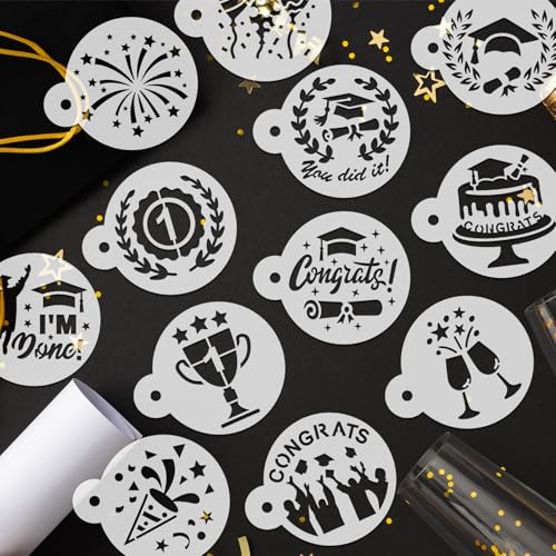 Graduation Cookie Stencils - 25 Pack Reusable Latte Art Tools