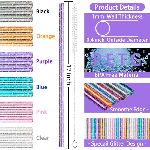 Reusable Glitter Straws for 30oz-40oz Tumblers - 18 Pack