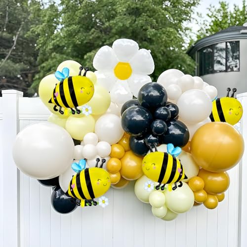 Bee Balloons Set - 4pcs Foil Daisy Honeybee Balloons for Parties