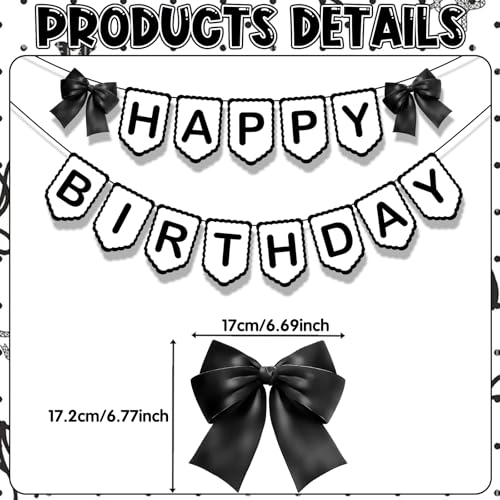 Goth Birthday Banner Set with Black Bows - Easy to Hang Decor