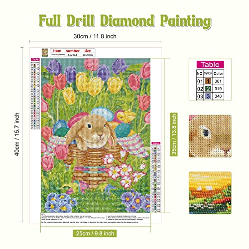 NAIMOER Easter Bunny Diamond Art Kit - 5D Full Drill Tulips 30x40cm