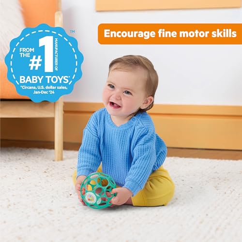 Bright Starts Oball Easy-Grasp Rattle - Teal Infant Sensory Toy