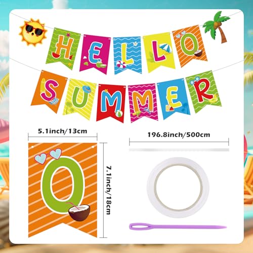 Hello Summer Banner Garland for Pool Party & Home Decor