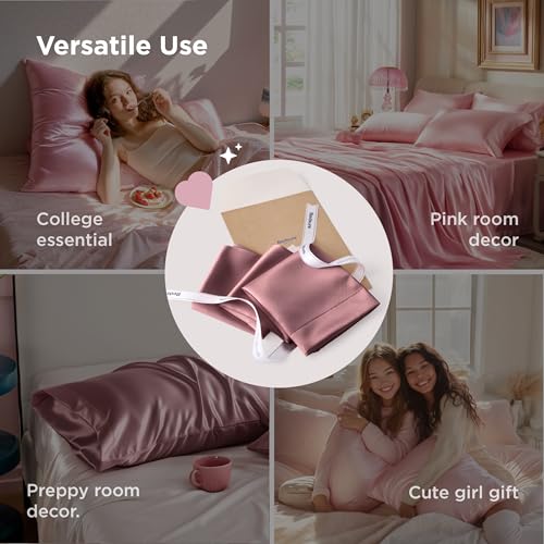 Bedsure Satin Pillowcase Set of 2 - Standard Size, Nostalgia Rose
