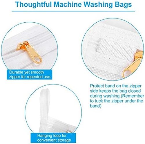 GOGOODA Delicates Laundry Bags - Fine Mesh Wash Bag for Lingerie, Bras & Socks with Hanging Loop