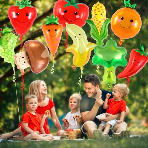 10 Pcs Fruit and Vegetable Foil Balloon Set for Party Decorations