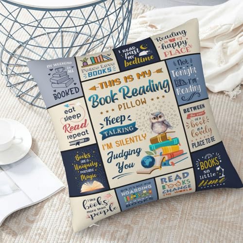 Book Lovers Pillow Cover 18x18 Inches - Perfect Gift for Readers