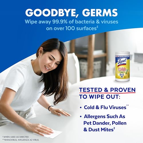 Lysol Disinfectant Wipes, Multi-Surface Antibacterial, Lemon & Lime, 80 Count