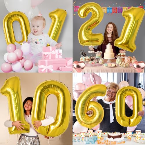 Keyali 40 Inch Gold Number 4 Foil Helium Balloon for Birthday Party
