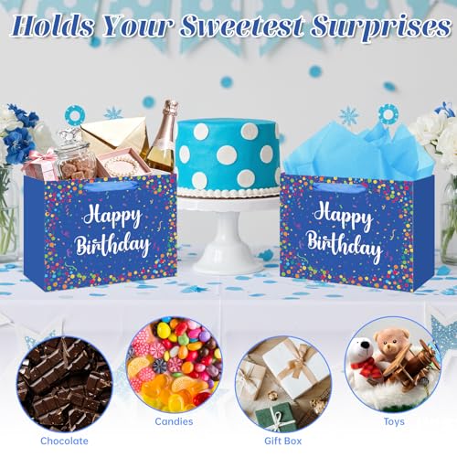 Blue Birthday Gift Bag Set for Men & Boys with Card & Tissue