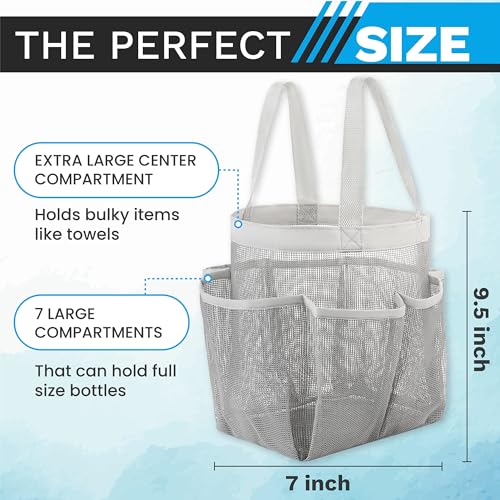 Handy Laundry 7-Pocket Mesh Shower Caddy - Portable Gray Toiletry Tote