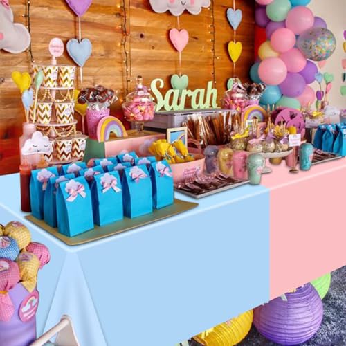 6 Pack Pastel Tablecloths for Rainbow Parties - 87x51"