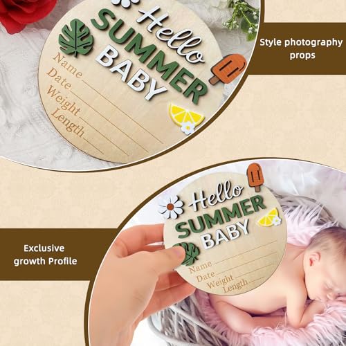 Hello World Baby Announcement Sign - 5.9 Inch Wooden Keepsake