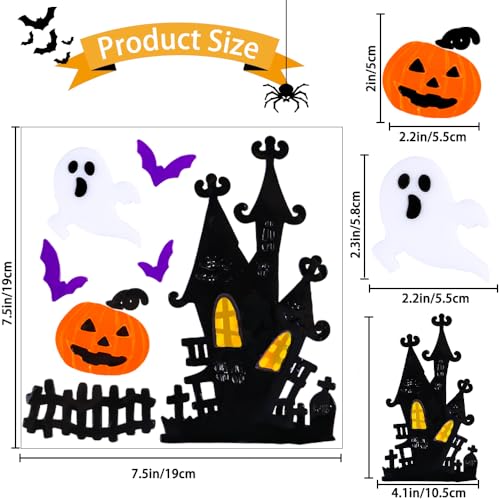 Halloween Gel Window Clings - 6pcs Spooky Decor Decals