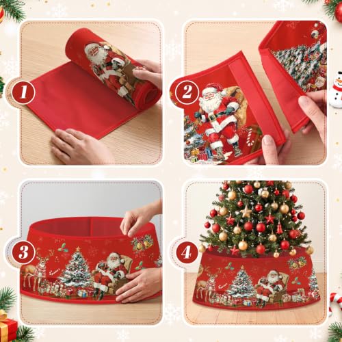 Christmas Tree Collar with Santa Claus Design - Red Santa Variation, Adjustable Fit
