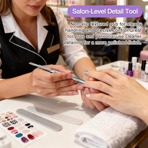 Gmlawsc 2-Piece Stainless Steel Cuticle Pusher and Nail Cleaner Set