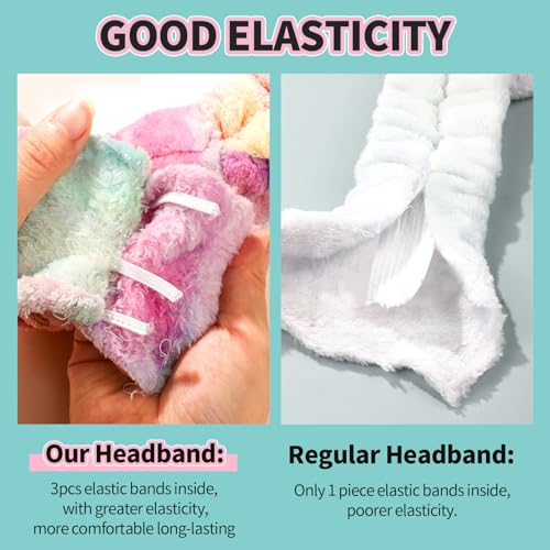 LEOBRO Spa Headband and Hair Scrunchies Set 6pcs Soft Bow Headbands for Washing Face Makeup Skincare