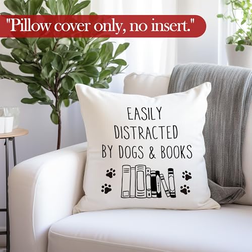 Funny Dog Book Throw Pillow Cover - 18x18 Decorative Cushion