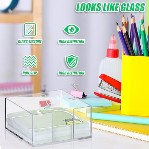 Acrylic Sticky Note Dispenser - 3x3 Inch Note Holder for Desk