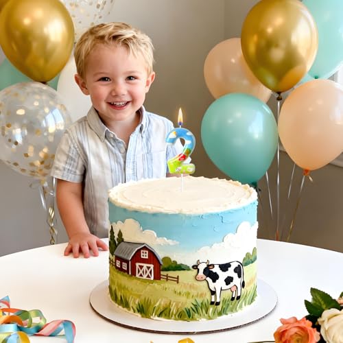 Number 2 Farm Birthday Candle - Barnyard Themed Cake Topper Decoration