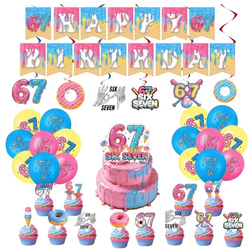 67 Meme Birthday Party Decorations Set with Banner, Toppers and Balloons