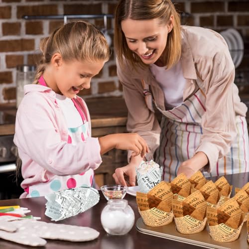 200pcs Newspaper Tulip Cupcake Liners for Baking - Elegant Muffin Wrappers