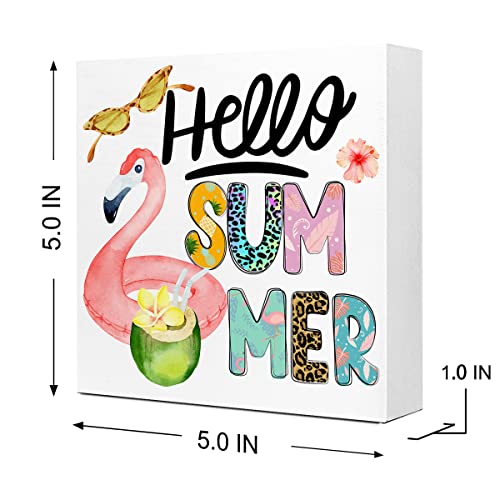 Hello Summer Wooden Box Decor - Motivational Desk Sign