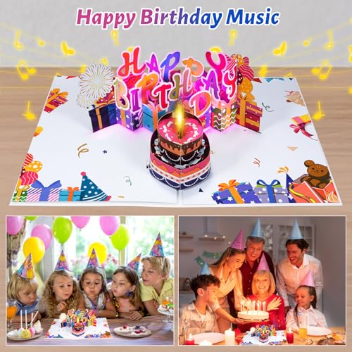 3D Pop-Up Musical Birthday Card with LED Light Candle