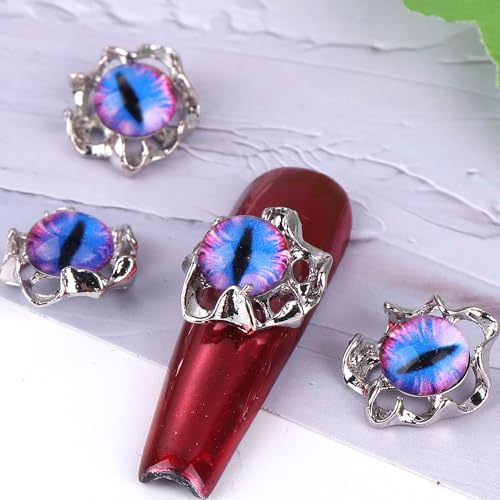 3D Devil Eyes Metal Nail Art Glitter Decorations - 12 Pack DIY Manicure Accessories