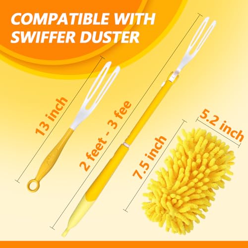 Reusable Chenille Duster Refills for Swiffer, 4 Pack Yellow Microfiber