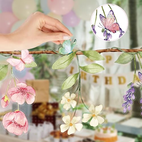 Wildflower Garland 2 Pack - Natural Flower Party Decorations, DIY Garden & Baby Shower Decor