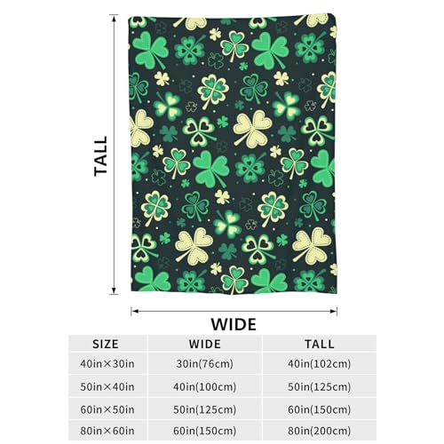 St. Patrick's Day Shamrock Throw Blanket, Ultra-Soft Fleece 50"x40"
