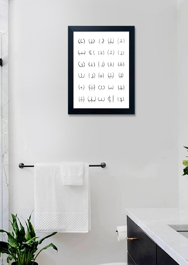 Regine Switzerland Black and White Bathroom Wall Art - Framed Funny Decor Canvas Print