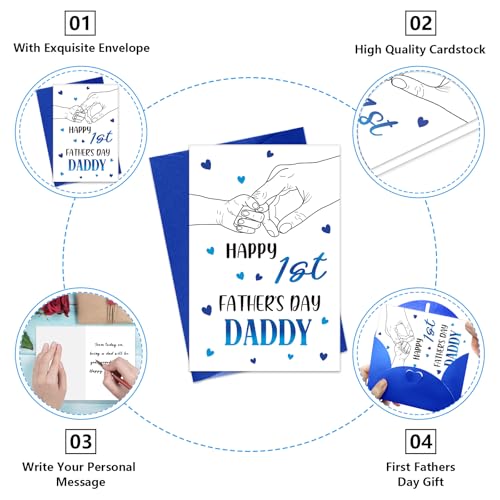 Happy 1st Father's Day Card for New Dads - Cute Greeting Card