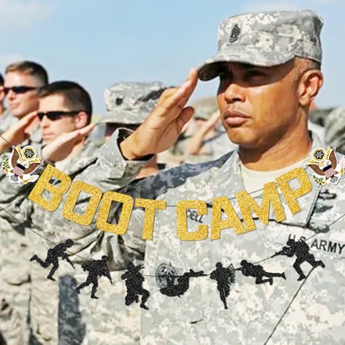 Boot Camp Banner Set - Military Party Decorations with Garland