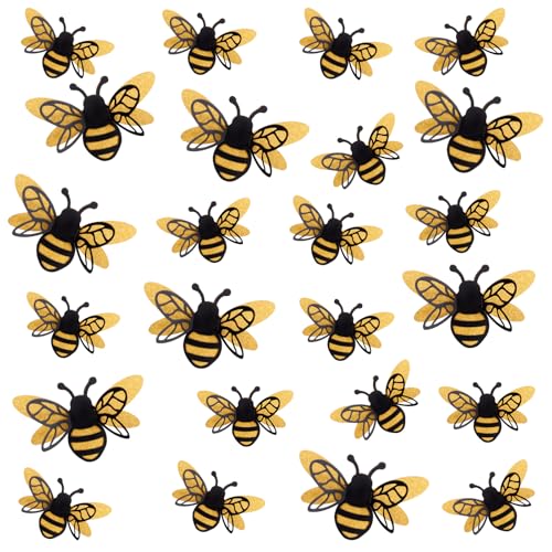 24 Pcs 3D Glitter Bee Wall Stickers - Realistic Bumble Bee Decor for Parties