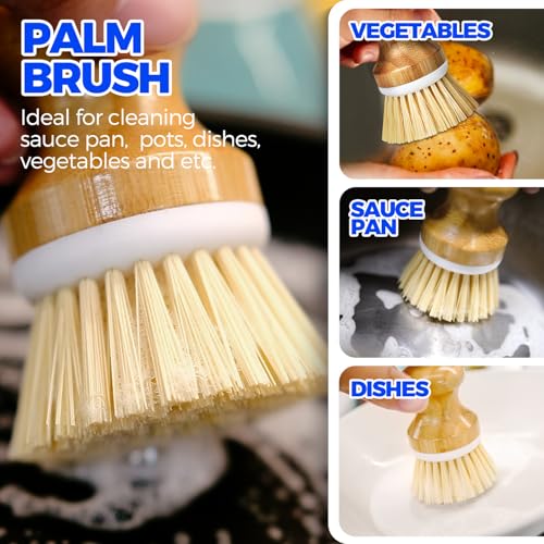 Holikme 6 Pack Dish Brush Set - Amarillo Vegetable & Bottle Brushes