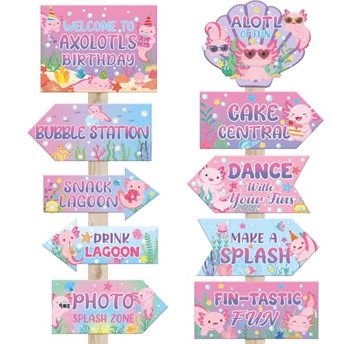 Axolotl Birthday Party Decorations - 20 Piece Sign Set