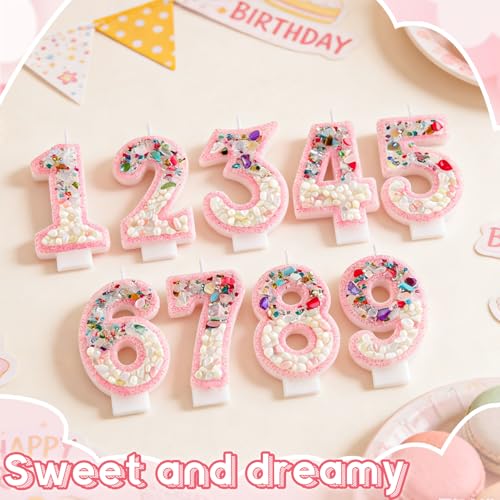 Pink Glitter Number 1 Birthday Candle for Girls - Cake Topper