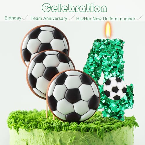 Number 4 Soccer Birthday Candle - 3 Inch Cake Topper for Sports Party
